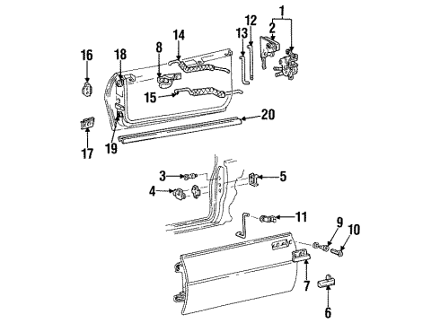 1998 Pontiac Firebird Lock & Hardware Lat Asm-Mini Wedge Front Door 9(Gme) Diagram for 16638046