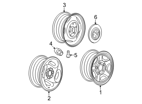 2007 Dodge Dakota Wheels, Covers & Trim Steel Wheel Rim Diagram for 52113234AA