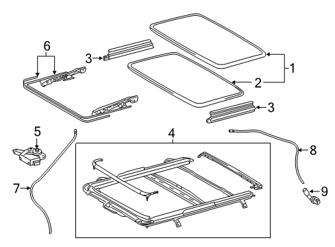 2016 Lexus RX350 Sunroof Weatherstrip, Sliding Roof Diagram for 63251-0E070