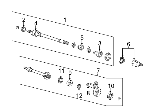 1995 Acura Integra Drive Axles - Front CV Boot Set Diagram for 44018-SR3-C55