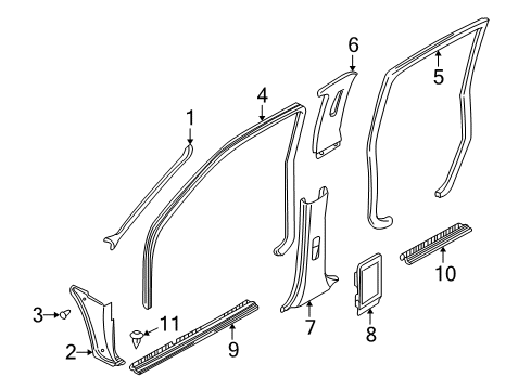 2001 Nissan Xterra Interior Trim - Pillars, Rocker & Floor Garnish Assy-Front Pillar, RH Diagram for 76911-7Z001