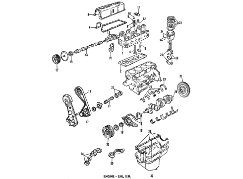 1993 Ford Ranger Engine Parts, Mounts, Cylinder Head & Valves, Camshaft & Timing, Oil Pan, Oil Pump, Crankshaft & Bearings, Pistons, Rings & Bearings Timing Belt Diagram for F1ZZ-6268-A