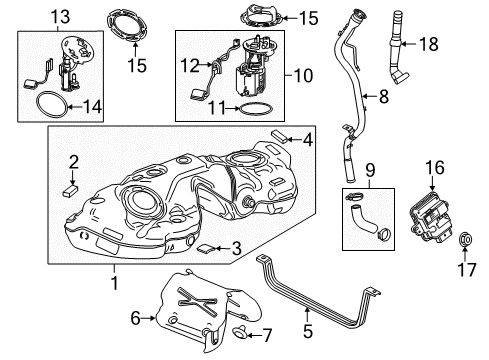 2018 Cadillac CT6 Fuel Supply Filler Pipe Diagram for 84488692