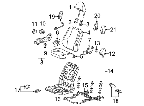 2011 Honda Fit Passenger Seat Components Cover Set, Passenger Side Trim (Kirabi Black) (Side Airbag) (Opds Sensor) Diagram for 04811-TK6-A12ZA