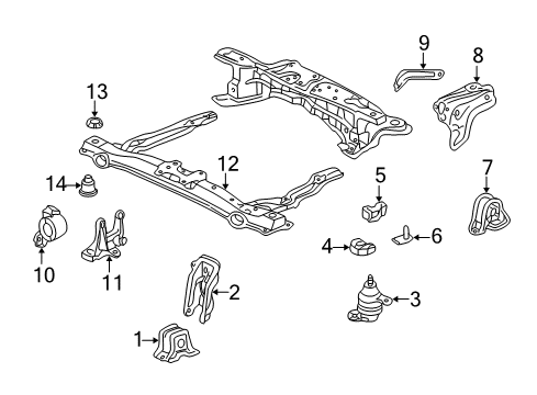 2000 Honda Accord Engine & Trans Mounting Bracket, RR. Engine Mounting (MT) Diagram for 50827-S84-A00