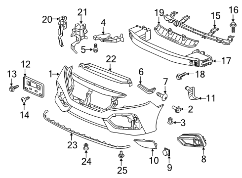 2021 Honda Civic Bumper & Components - Front PLATE, R. FR. BUMPER SIDE INDUCTION Diagram for 71201-TGG-A50