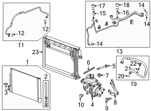 2017 Chevrolet Malibu A/C Condenser, Compressor & Lines Mount Bracket Diagram for 23336352