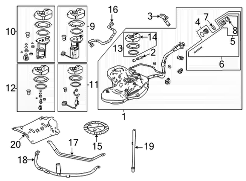 2022 Acura MDX Fuel System Components SET, CAM LOCK RING Diagram for 17046-TYA-A02