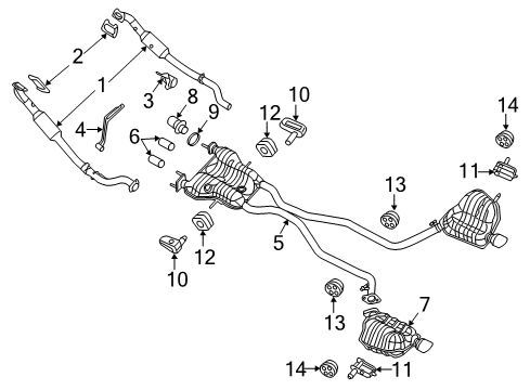 2021 Jeep Grand Cherokee Exhaust Components Exhaust Diagram for 68304914AC