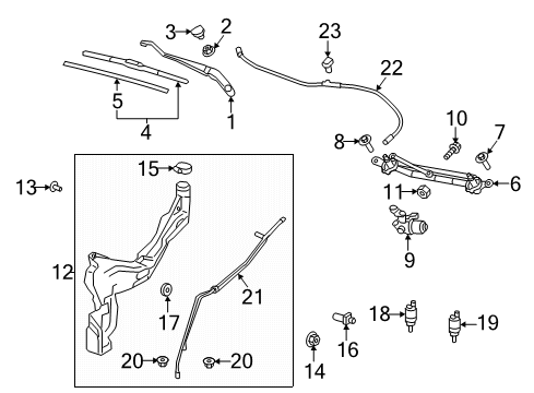 2022 Chevrolet Equinox Wipers Upper Grille Bolt Diagram for 11571069