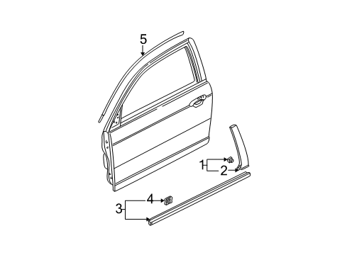 2002 Honda Civic Exterior Trim - Door Molding Assy., R. Door Diagram for 72410-S5P-A00