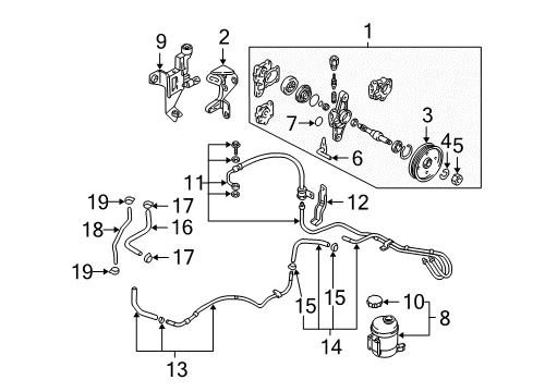 2003 Hyundai Elantra P/S Pump & Hoses, Steering Gear & Linkage Hose-Suction Diagram for 57530-2D000