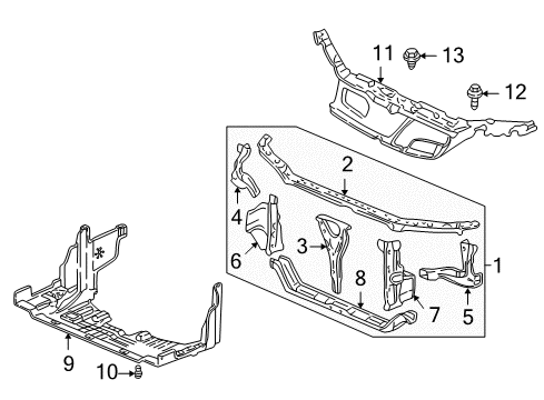 2000 Acura TL Radiator Support Stay, Left Front Bulkhead Side Diagram for 60463-S0K-A01ZZ