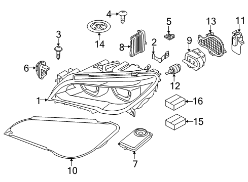 2013 BMW 740Li Bulbs Left Headlight Diagram for 63117348501