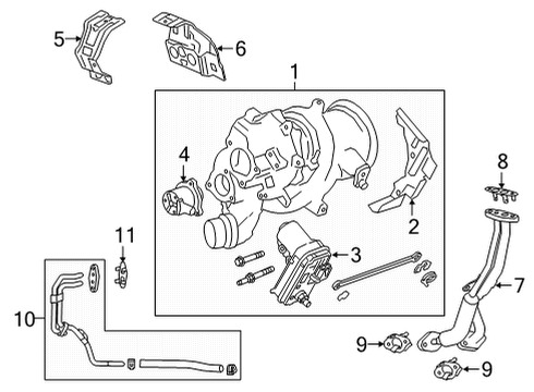 2021 Buick Envision Turbocharger & Components Water Pipe Gasket Diagram for 55505741