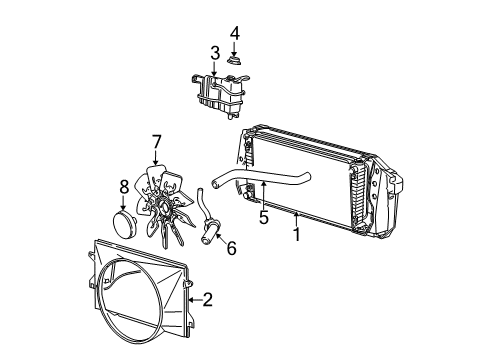 2000 Ford F-150 Radiator & Components, Cooling Fan Upper Hose Diagram for XL3Z-8260-AA