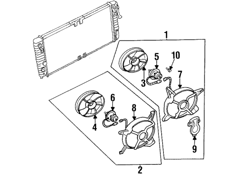1995 Oldsmobile Aurora Cooling System, Radiator, Water Pump, Cooling Fan Fan Asm-Engine Coolant RH Diagram for 22136644