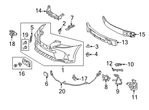 2018 Lexus IS300 Automatic Temperature Controls Front Bumper Cover L/C Diagram for 52119-5E950