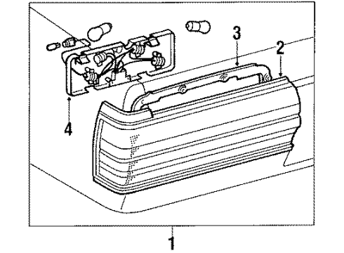 1987 Toyota Cressida Tail Lamps Lens, Rear Combination Lamp, RH Diagram for 81551-22611
