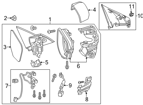 2018 Honda Civic Lane Departure Warning Mirror Sub-Assembly, Driver Side (Coo) Diagram for 76258-TGG-306