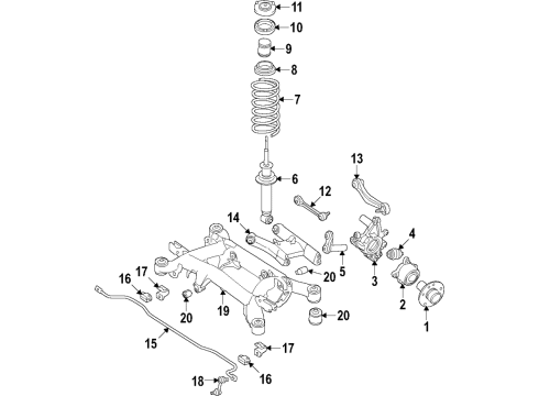 2018 BMW 640i xDrive Gran Turismo Rear Suspension Components, Lower Control Arm, Upper Control Arm, Ride Control, Stabilizer Bar Rp Air Supply System Diagram for 37206886721