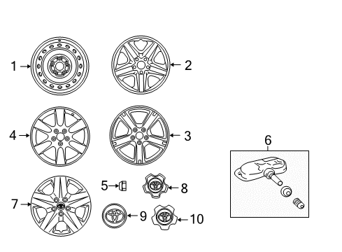 2009 Toyota RAV4 Wheels, Covers & Trim Wheel, Steel Diagram for 42611-0R010