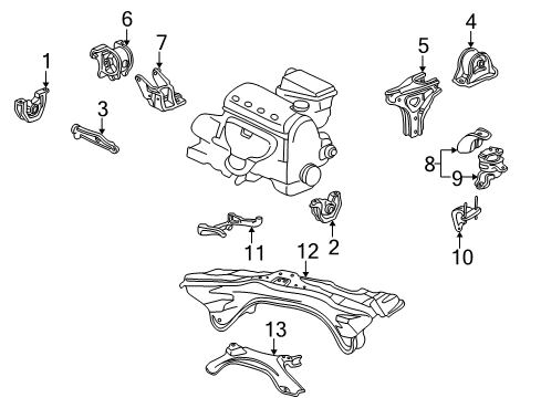 1996 Honda Civic Engine & Trans Mounting Bracket, R. FR. Stopper Diagram for 50843-S04-990