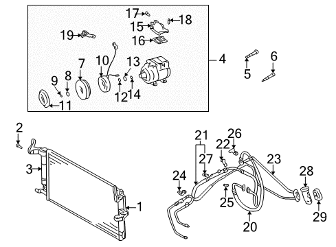 2005 Hyundai Tiburon A/C Condenser, Compressor & Lines Seal-A/C Compressor Port Diagram for 97709-33300