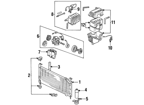 1988 Honda Civic A/C Condenser, Compressor & Lines Hose, Discharge (Sanden) Diagram for 80315-SH3-A22