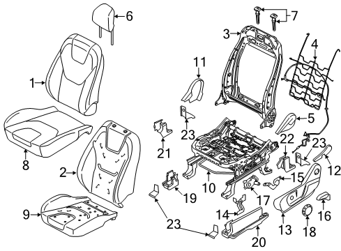 2015 Ford Edge Front Seat Components Seat Cushion Pad Diagram for FT4Z-58632A23-D