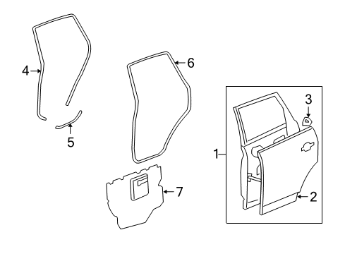 2008 Saturn Vue Rear Door Weatherstrip, Rear Side Door Upper Diagram for 96832697