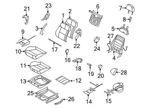 2008 Saturn Astra Passenger Seat Components Seat Cushion Pad Diagram for 93192516