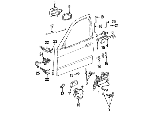 1995 BMW 318i Front Door - Lock & Hardware Inside Door Handle Black Diagram for 51211960808