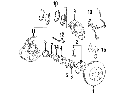 1998 Lexus LS400 Front Brakes Piston, Disc Brake Diagram for 47731-50060