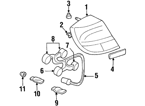 2003 Oldsmobile Aurora Tail Lamps Socket Diagram for 15306312