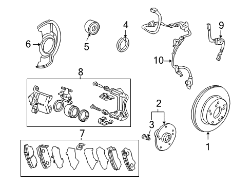 2010 Honda Accord Brake Components Caliper Sub-Assembly, Right Front Diagram for 45018-TA0-A00