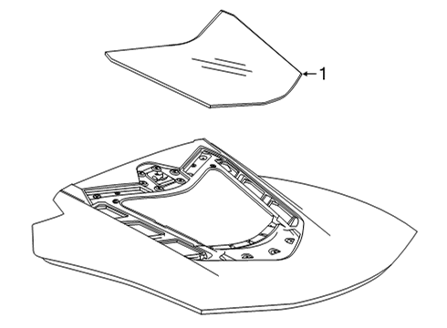 2021 Chevrolet Corvette Glass - Engine Lid Back Glass Diagram for 84749422