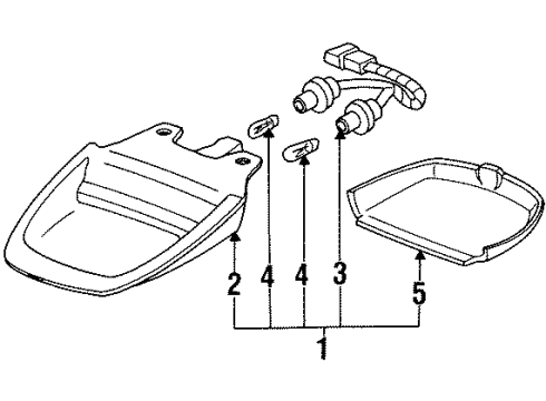1993 Honda Prelude High Mount Lamps Light Assy., High Mount Stop *NH167L* (GRAPHITE BLACK) Diagram for 34270-SS0-A02ZB