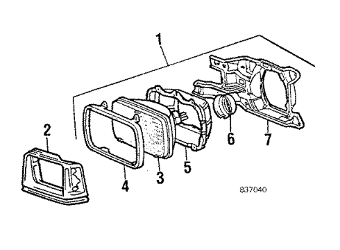 1984 Toyota Starlet Headlamps Driver Side Headlight Assembly Diagram for 81110-10350