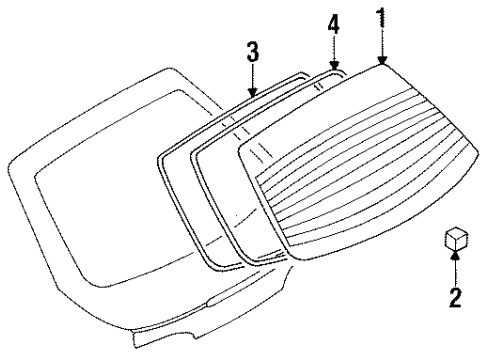 1993 Nissan NX Lift Gate - Glass & Hardware Welt-Back Door Window Diagram for 90382-61Y05