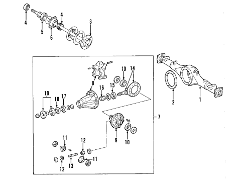 2003 Toyota Sequoia Rear Axle, Differential, Propeller Shaft Carrier Assembly Diagram for 41110-34270