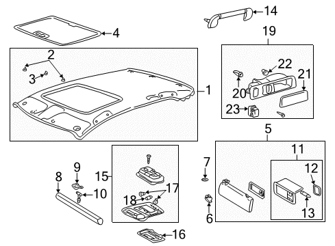 2002 Lexus LS430 Interior Trim - Roof Lamp Assy, Rear Room, RH Diagram for 81250-50110-A0