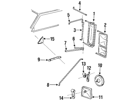 1990 Chevrolet C2500 Outside Mirrors Brace, RH Mirror Center(Sstl) Diagram for 15634952