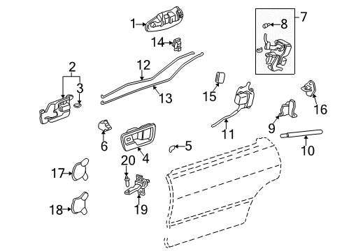 1999 Acura Integra Rear Door Rod, Right Rear Door Lock Diagram for 72632-ST8-004