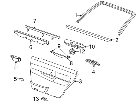 2011 Lincoln Town Car Rear Door Belt Weatherstrip Diagram for 3W1Z-54246A35-AA