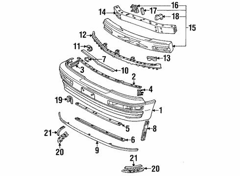 1990 Lexus LS400 Front Bumper Bracket, Front License Plate Mounting, RH Diagram for 52121-14090