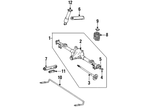 1992 Buick Roadmaster Rear Suspension Components, Lower Control Arm, Upper Control Arm, Ride Control, Stabilizer Bar Rear Shock Absorber Assembly Diagram for 22064436