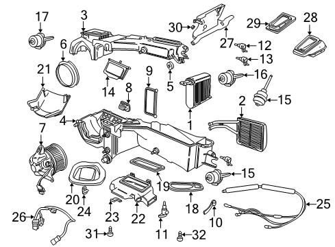 1998 Jeep Wrangler Air Conditioner EVAPORATO-A/C Diagram for 4864999AE