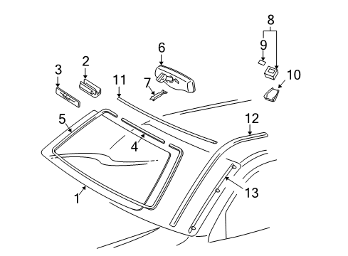 2008 Lexus GX470 Wiper & Washer Components Fastener, Windshield Outside Moulding, NO.1 Diagram for 75548-60010