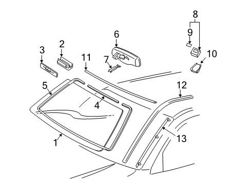 2008 Lexus GX470 Wiper & Washer Components Mirror Assy, Inner Rear View Diagram for 87810-AC091